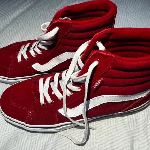 Vans Bold Red High-Tops with White Accents - Picture 1 of 2